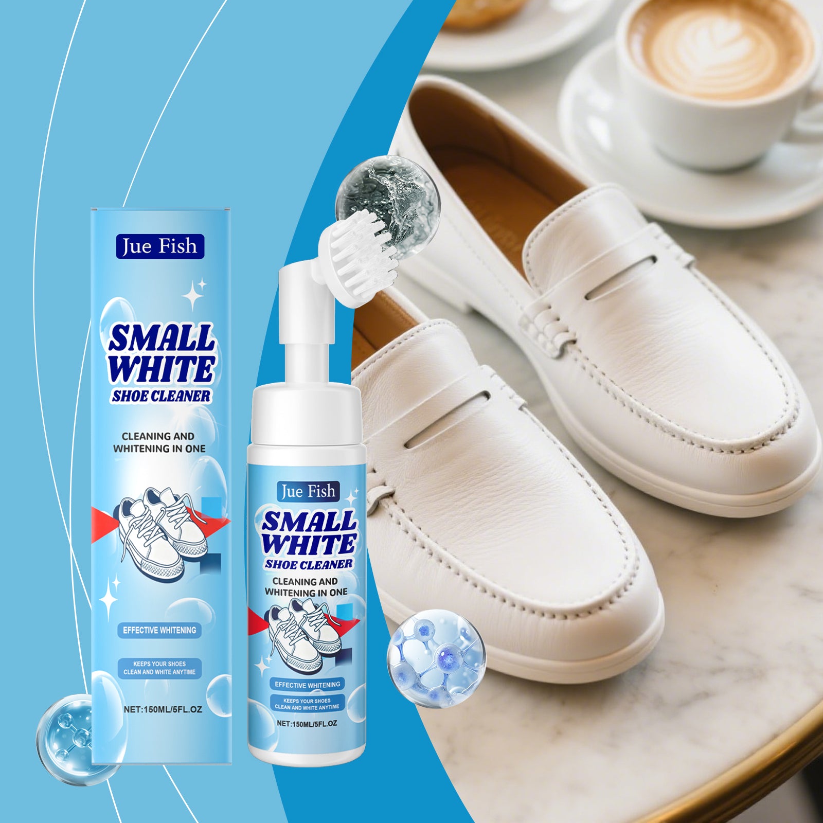 Petite mousse de nettoyage de chaussures blanches 150ml1box