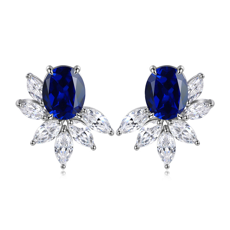 S925 Argent 7.3g Lab créé Boucles d'oreilles Gemme
