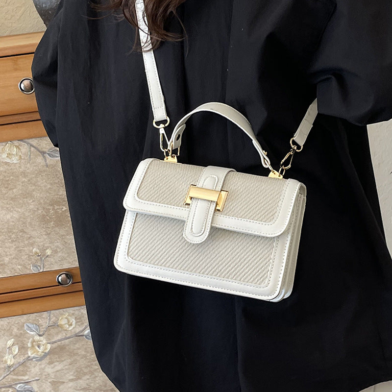 Haut de gamme Texturé Contraste-couleur Petit Crossbody Versatile Fashionable Petit Tote Bag