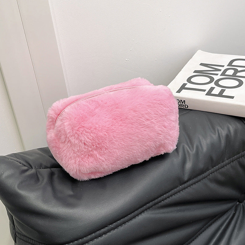Sac de maquillage en peluche souple et moelleux pour les filles