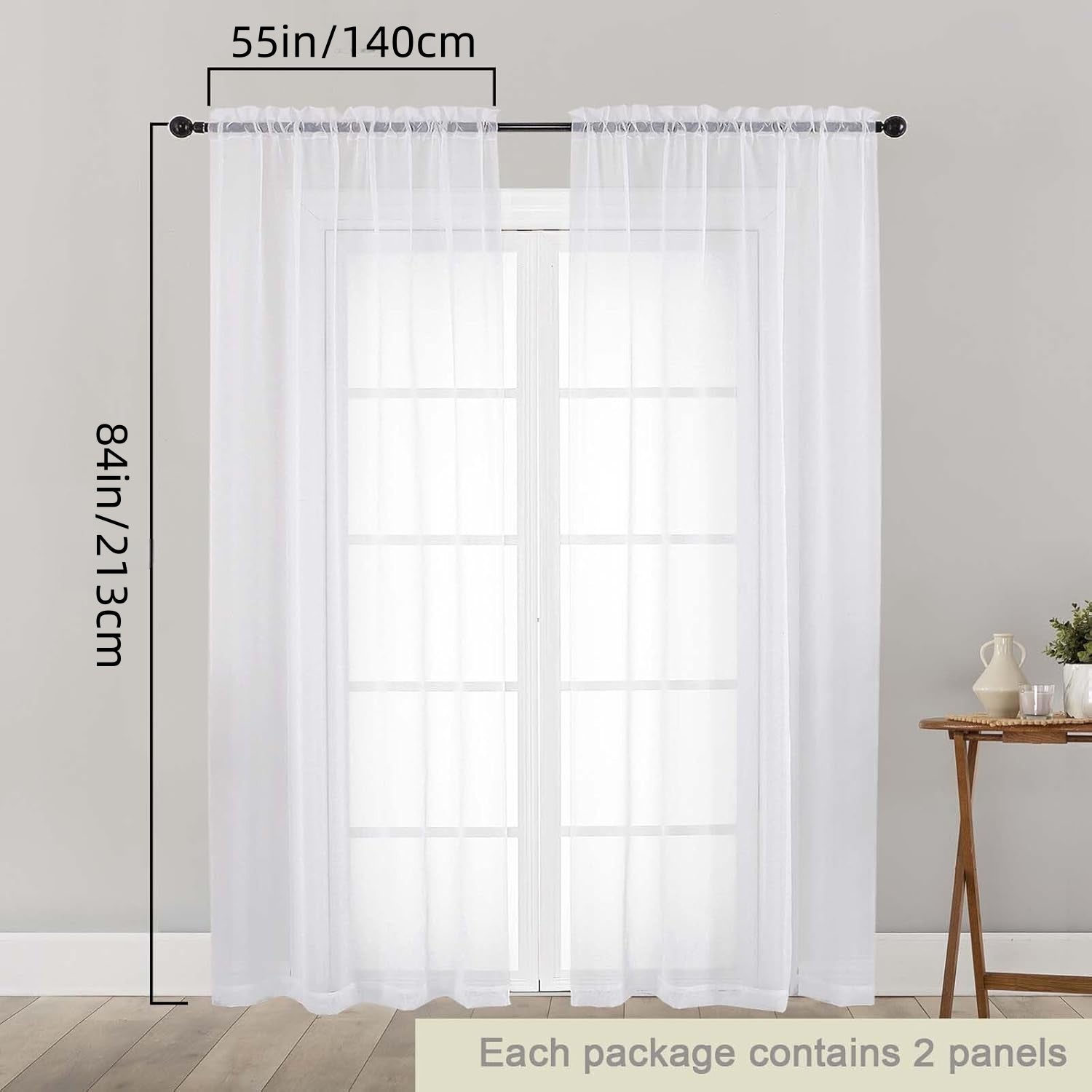 Set de panneau de rideau de fenêtre à 2 pièces