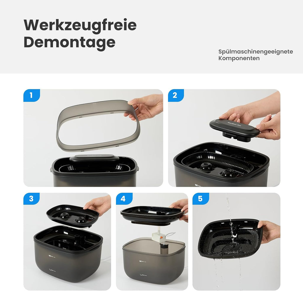 3.78L Fontaine d'eau pour animaux de compagnie Dual Dome Distributeur d'eau pour chats avec filtre en pierre de Maifan 3 couches Ul