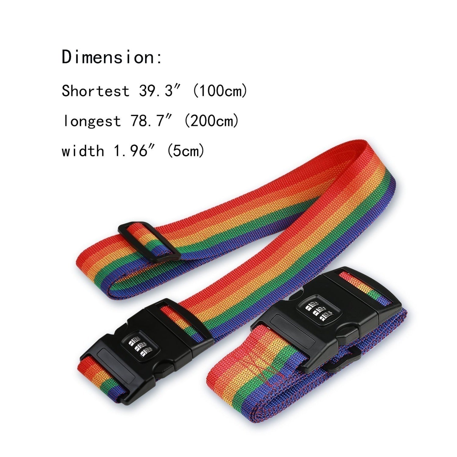 Set de 2 Straps de bagages colorés avec serrure TSA + 2 étiquettes de bagages orange pour bagages et fête