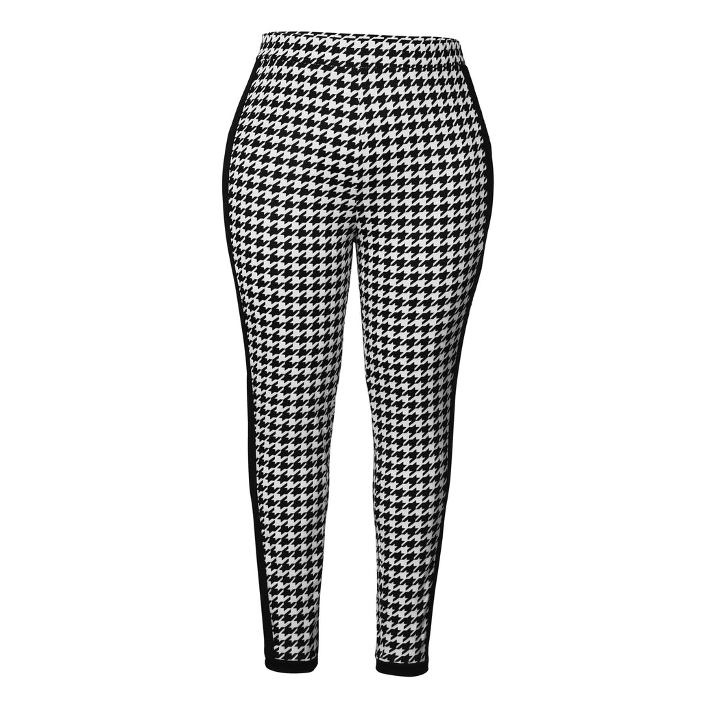 Pantalon imprimé Black Striped Patchwork Slim-fit Haute portée