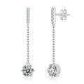 S925 Sterling Silver Moissanite Chain Earrings 0.5 Gold 1CT Platinum Plated Long Drop