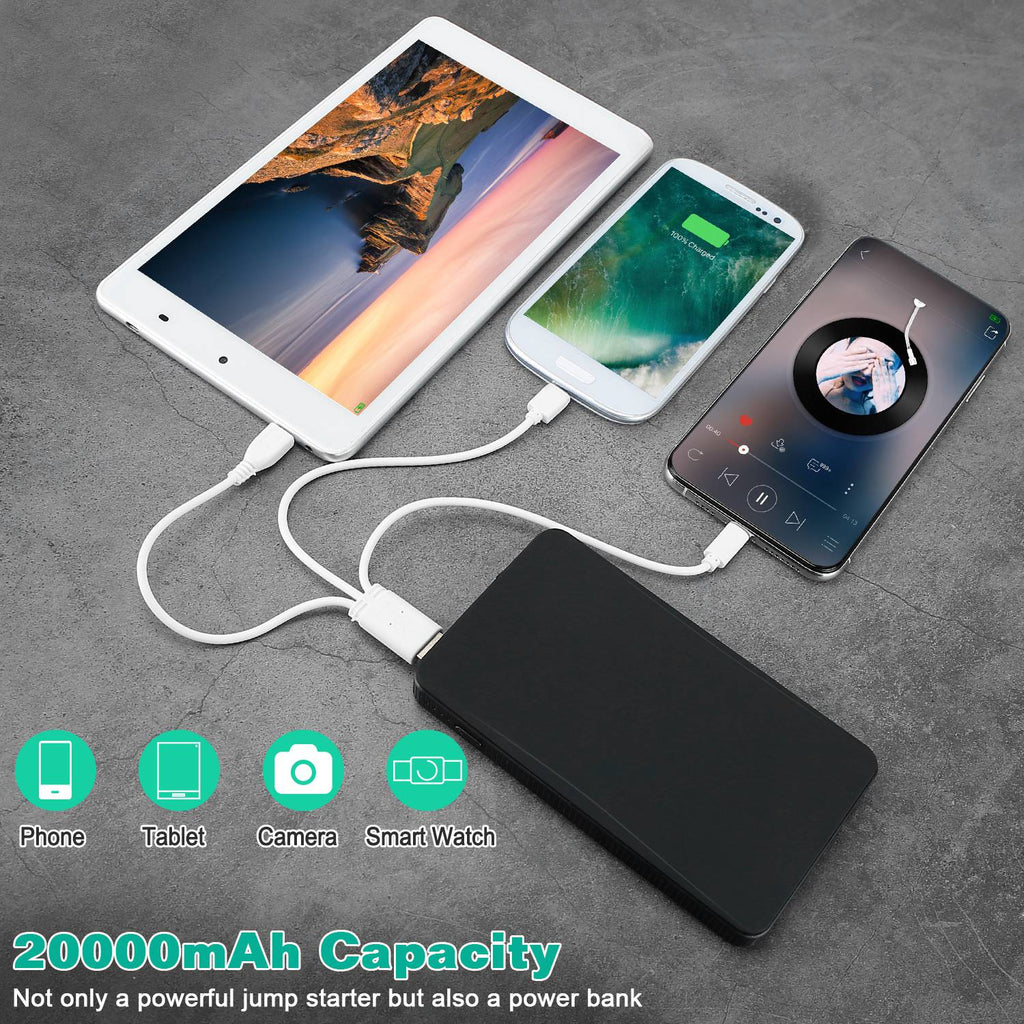 Démarreur de voiture de 12V Jumper 400A Peak 20000mAh Chargeur de batterie Power Bank Portable Power Booste