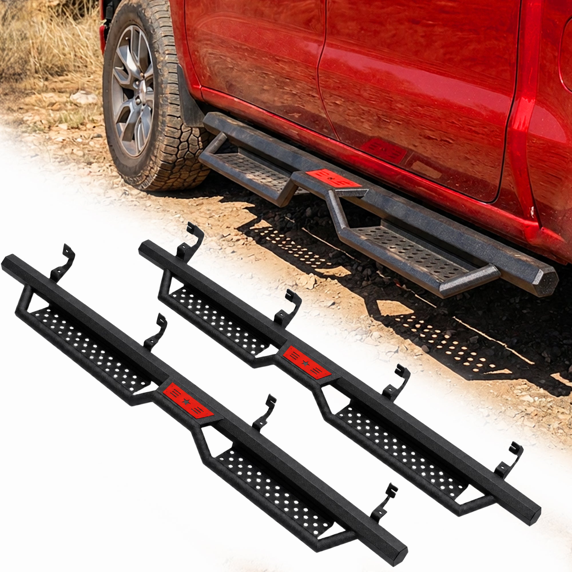 Planches de course de 6" pour 2019- Chevy Silverado 1500 cabine d'équipage
