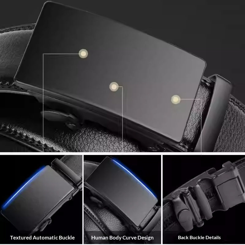 Ceinture de boucle automatique en cuir véritable haut de gamme pour hommes