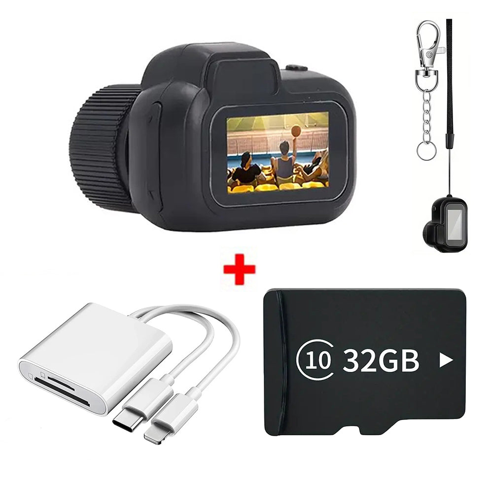 Mini appareil photo à chaîne clé -Micro Caméra vidéo avec lecteur de cartes et de cartes SD de 32 Go