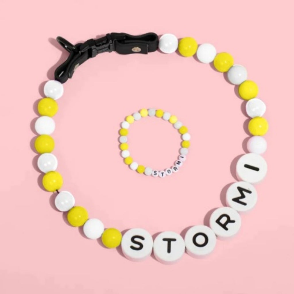 Pet Perled nom collier avec bracelet ensemble collier de chien personnalisé avec perles bricolage nom chien lettre