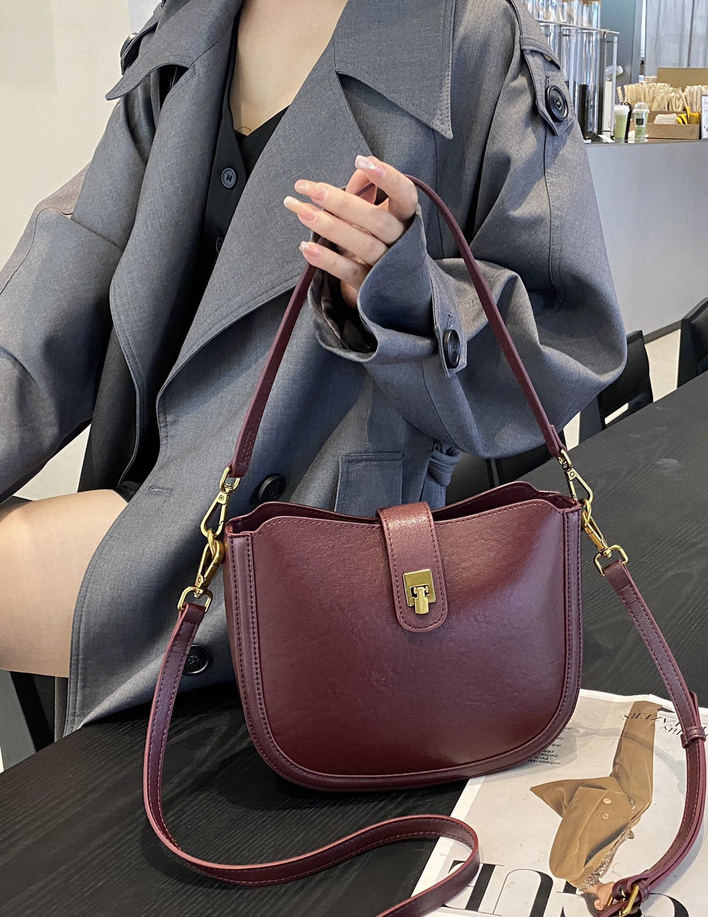 Minimaliste mode léger de luxe sac à main en cuir véritable sac à main polyvalent main Cowh