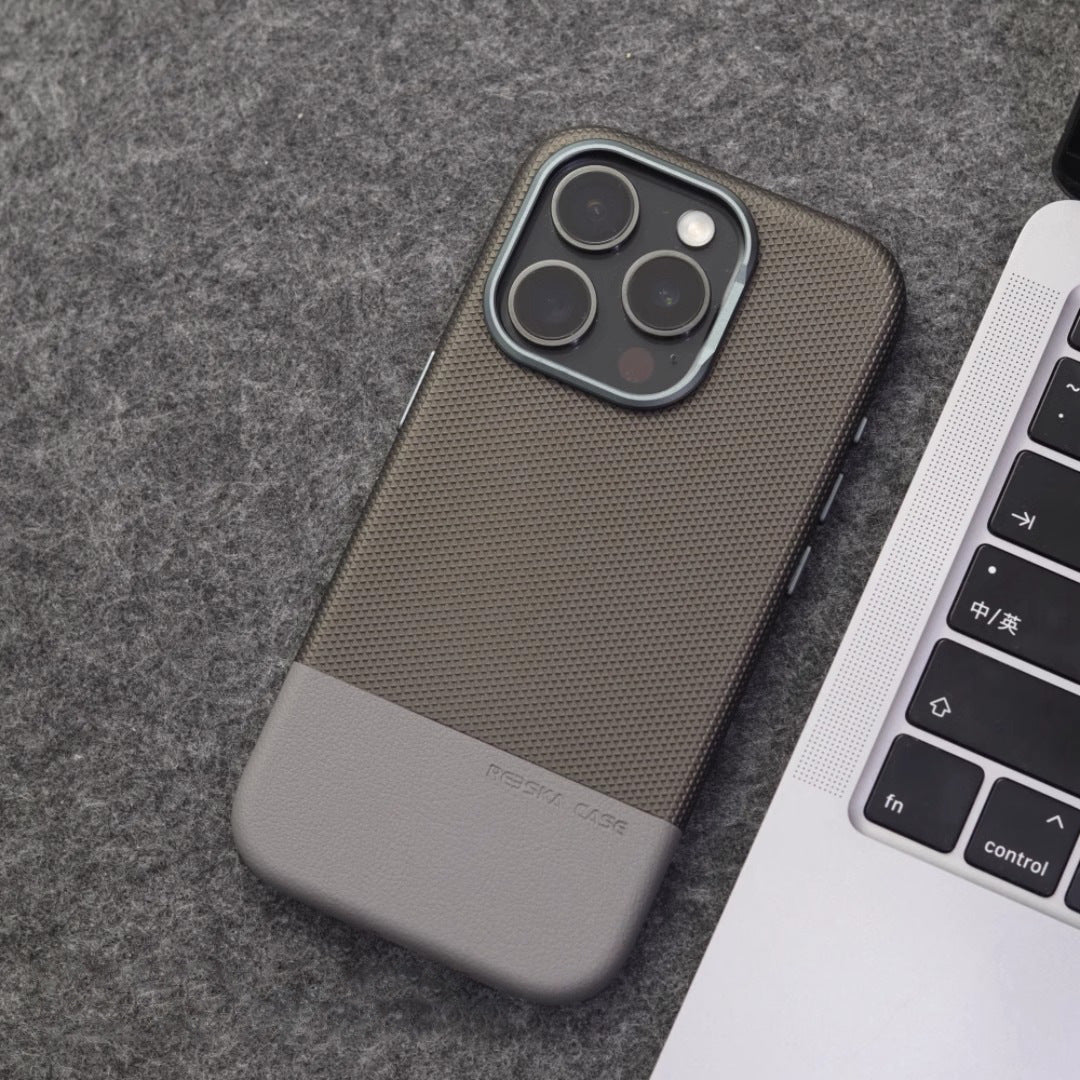 Étui de téléphone magnétique en cuir double-pièce résistant à la chute