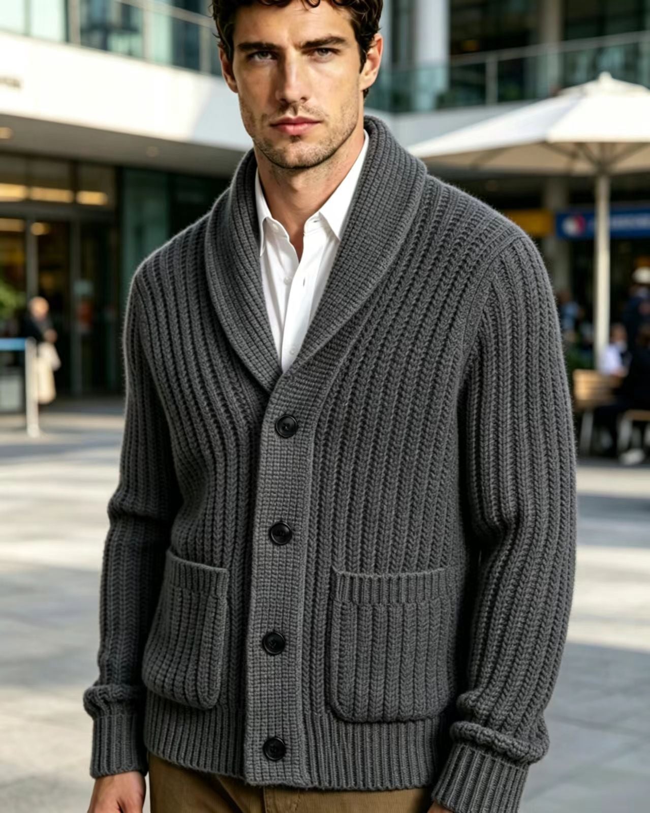 Veste de cardigan rayé pour hommes