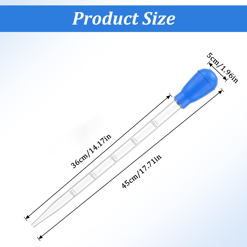 27.7in Extra Long Turkey Baster pour Aquarium 50ml Baster Syringe Aquarium Water Changer Si