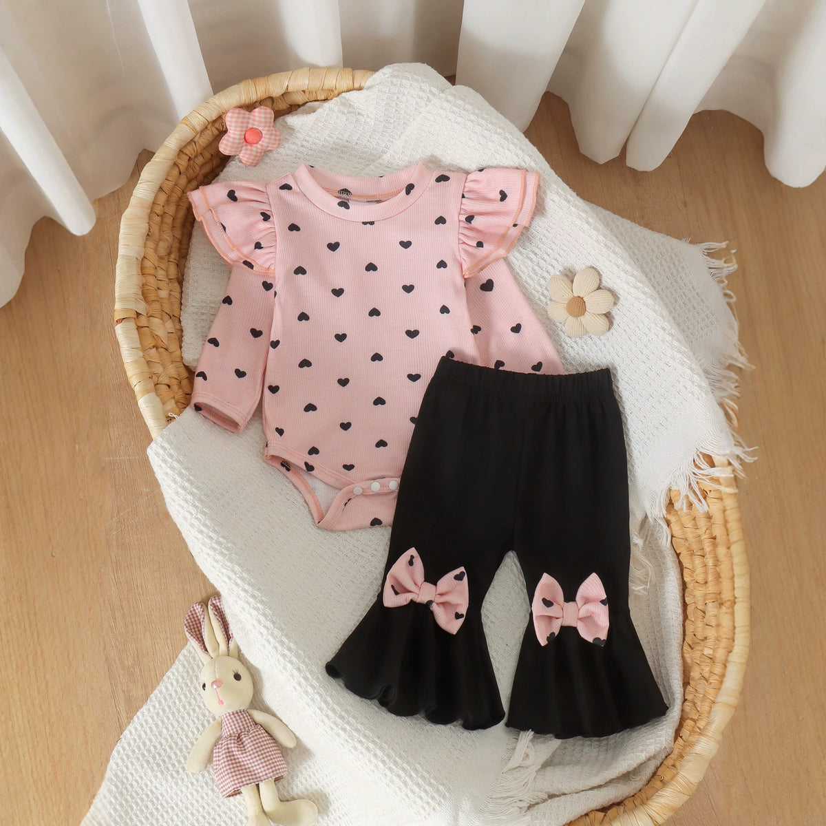 Pantalons à fond de cloche Bow-tie et ensemble de deux pièces pour nourrissons
