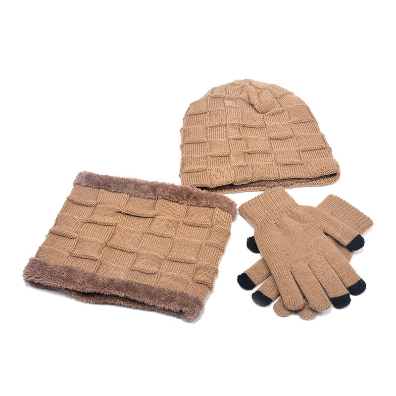 Gants d'écharpe de chapeau Trois-pièces costume Plus Velvet tricoté en extérieur chaud
