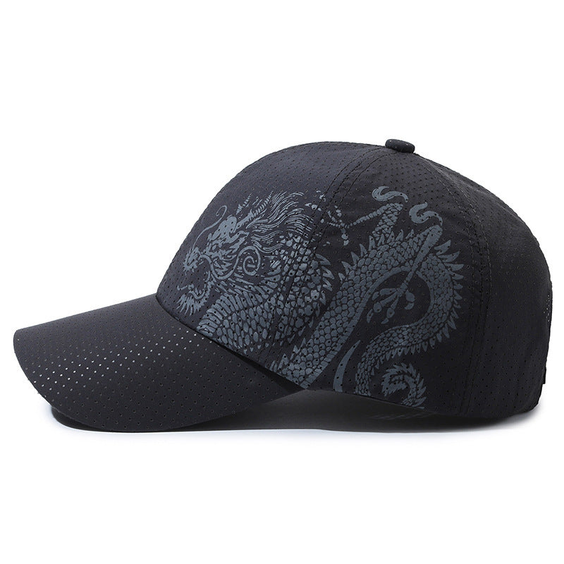Chapeau homme style chinois imprimé Dragon Casquette de baseball polyester