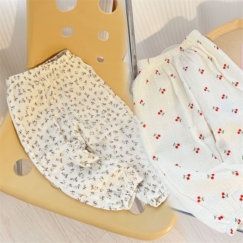 Style d'été Garçons et filles Baby Double-Layer Gauze Casual pantalons respirants