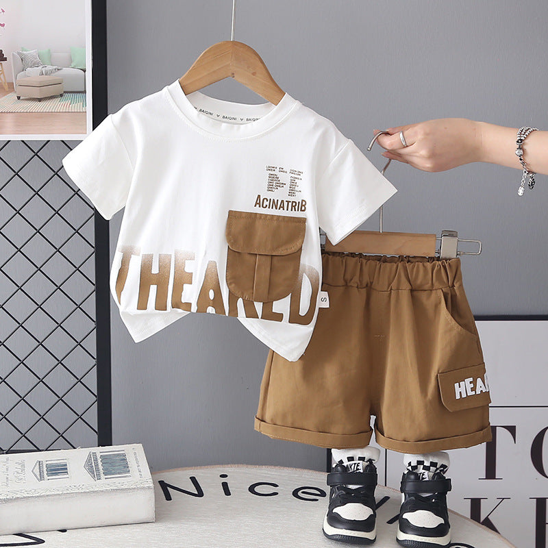 Top et shorts à manches courtes de style coréen pour bébés garçons
