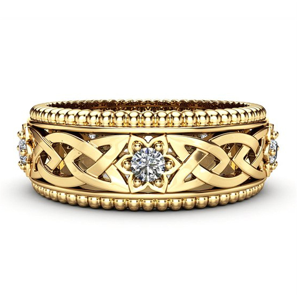 14k anneau de diamant blanc plaqué bague de mariage motif creux