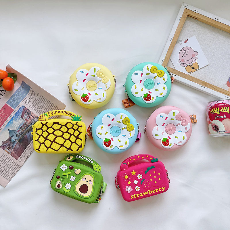 Silicone Changement pour les enfants Sac à bandoulière à donut de fruits