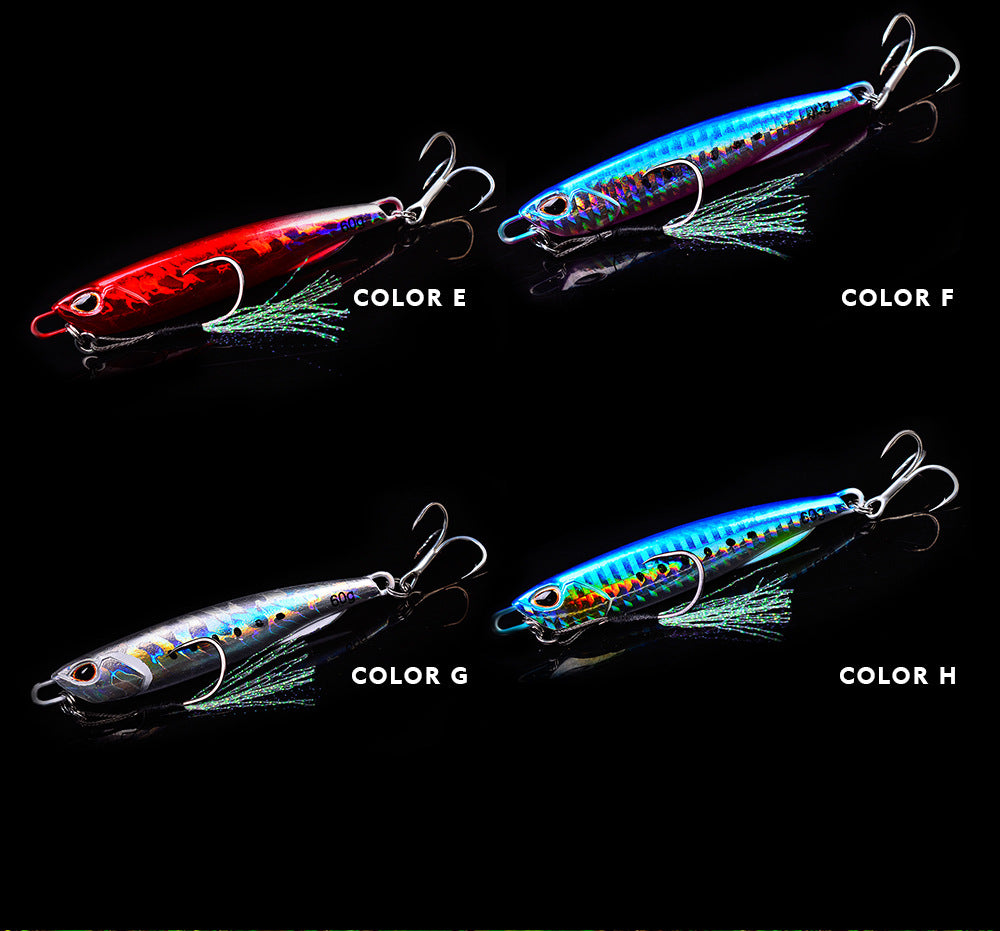 Luya Bait Submerged Tossing Lure plaque de fer Plomb lumineux de poisson avec crochet Treble