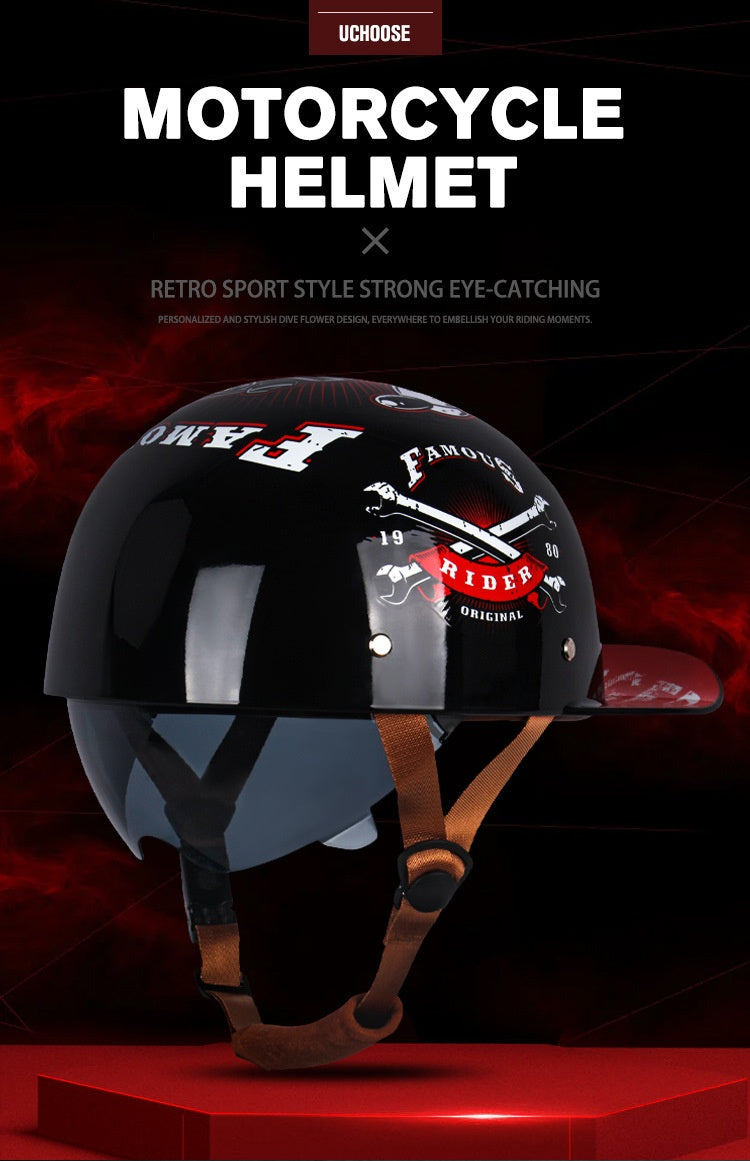 Casque de moto rétro imprimé créatif maison
