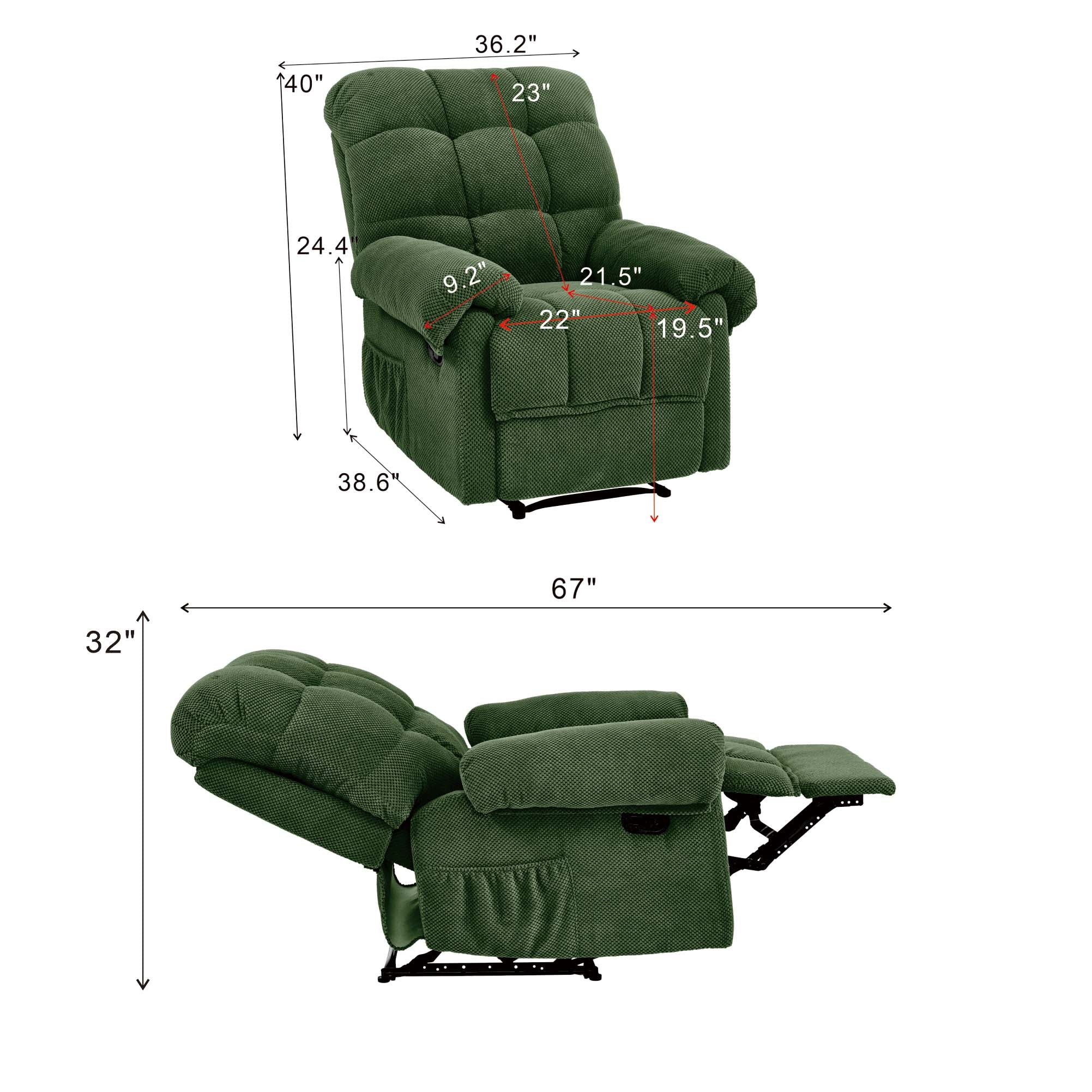 Chaise inclinatrice verte