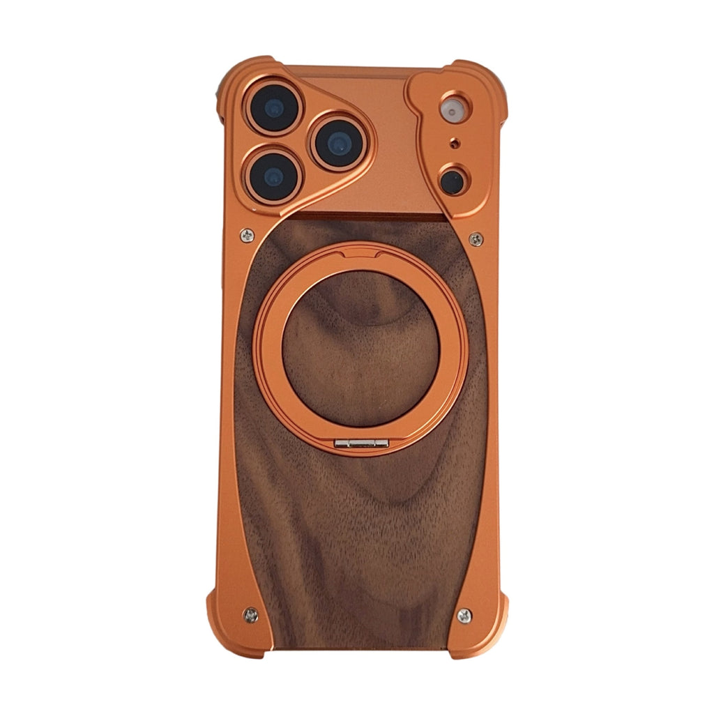 Étui de téléphone sans cadre en bois de noyer