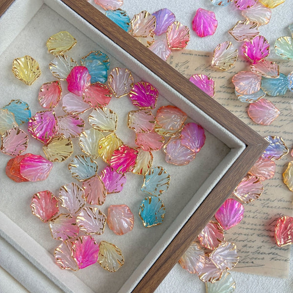 Perles de feuille de coquillage en or gradué