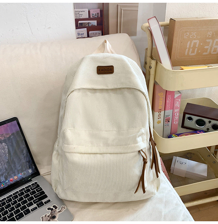 Sac à dos Corduroy de style Harajuku pour les cours de collège