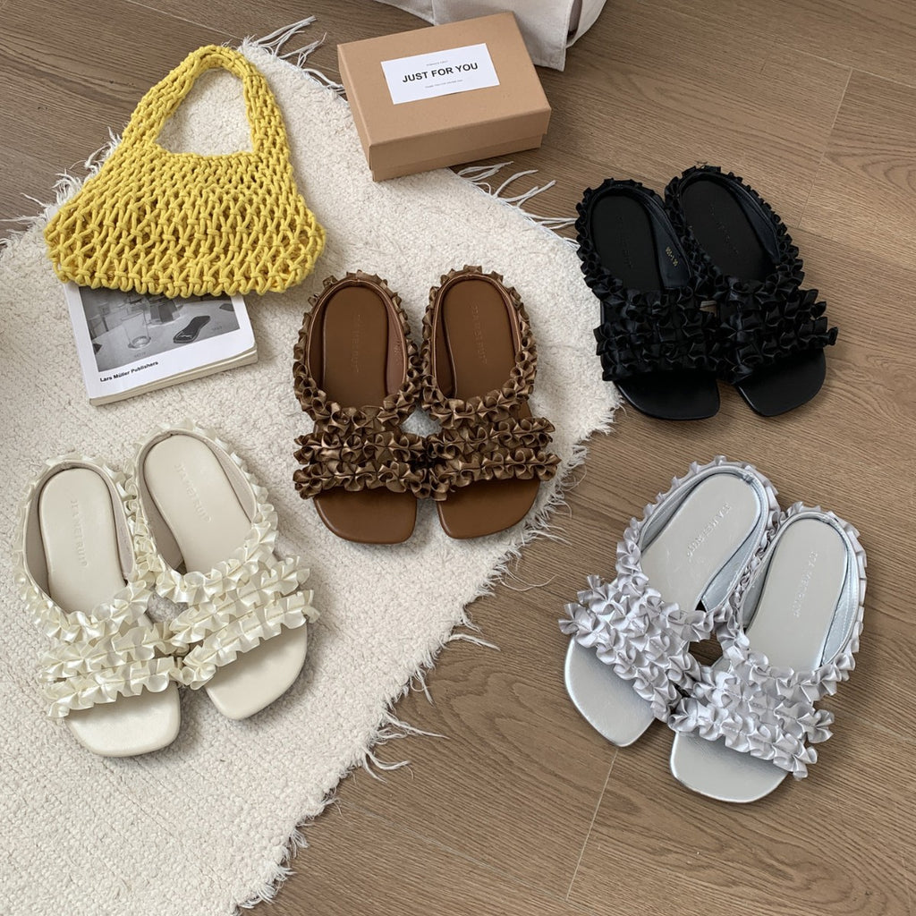 Sandales à pieds carrés de style français pour femmes