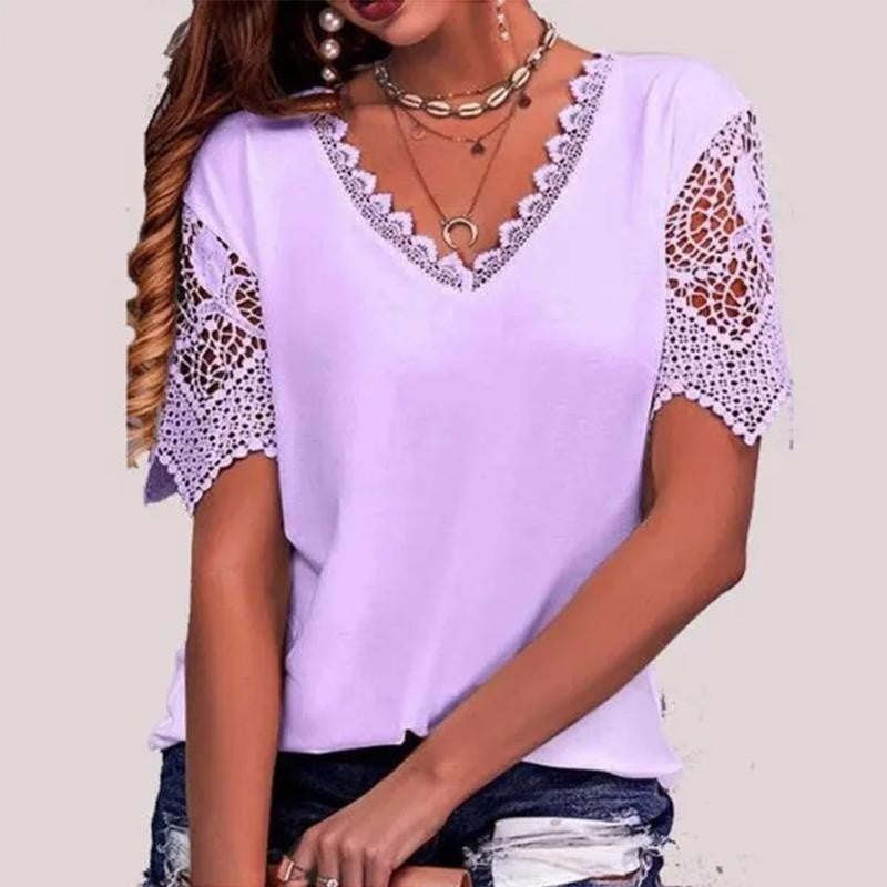T-shirt populaire pour femme européenne et américaine avec la dentelle et la dentelle