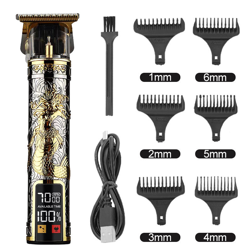 Clipper électrique électrique cheveux Cutter Retro huile gravure tête
