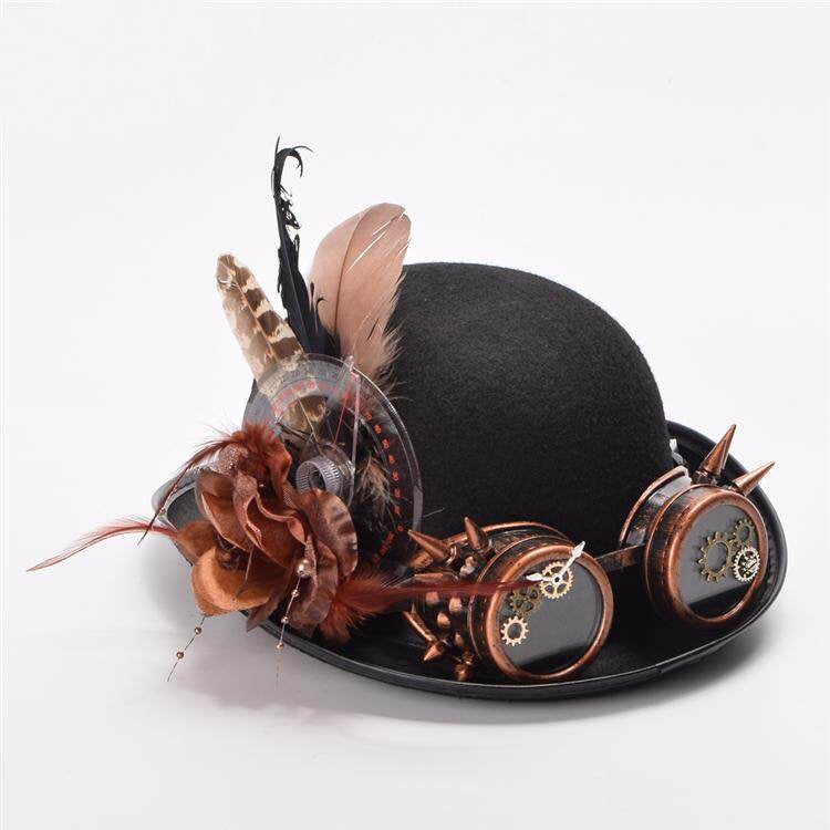 Lolita style foncé Verres vintage et chapeau plume Photo Prop