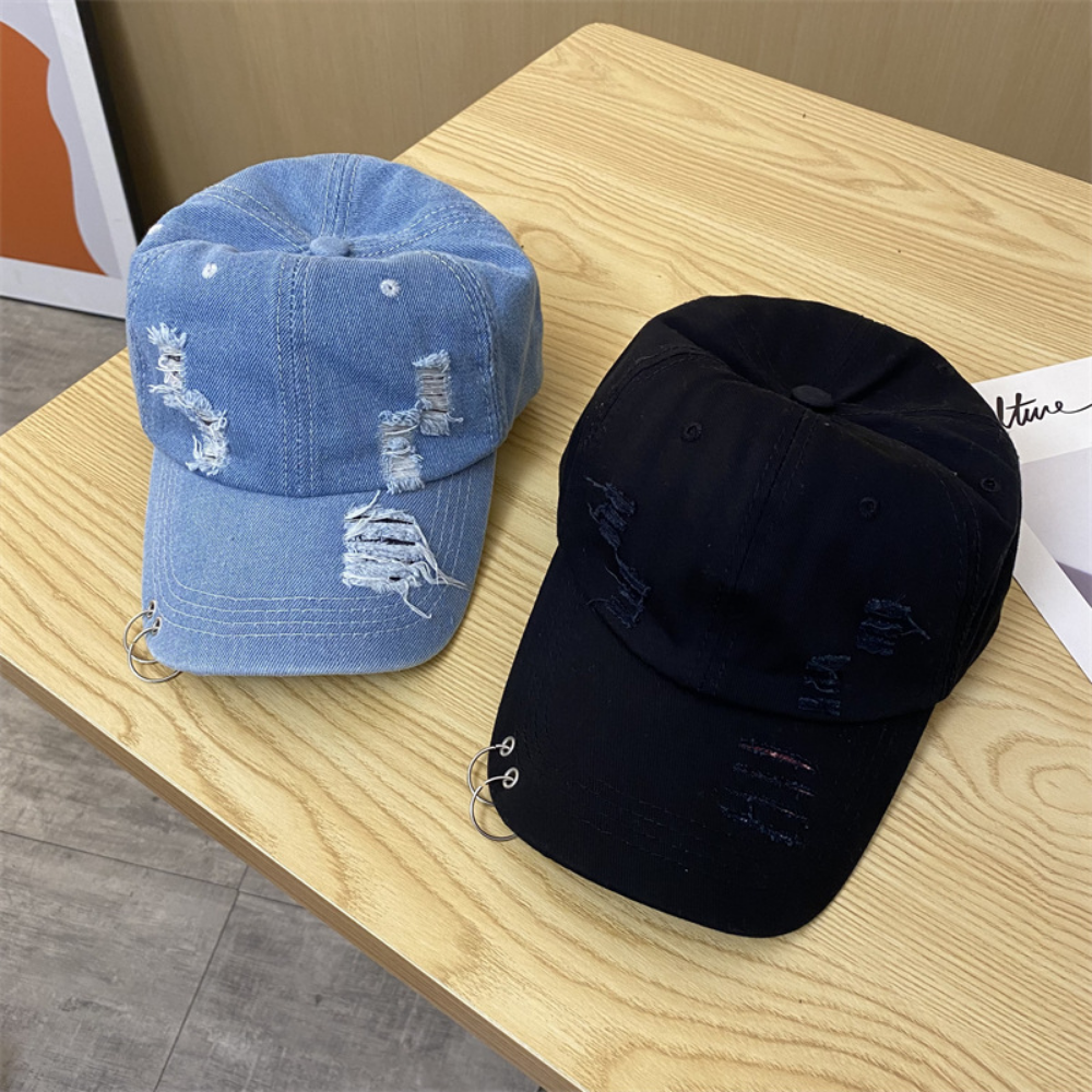 Casquettes de baseball décoratives pour hommes et femmes dentées métal ronde