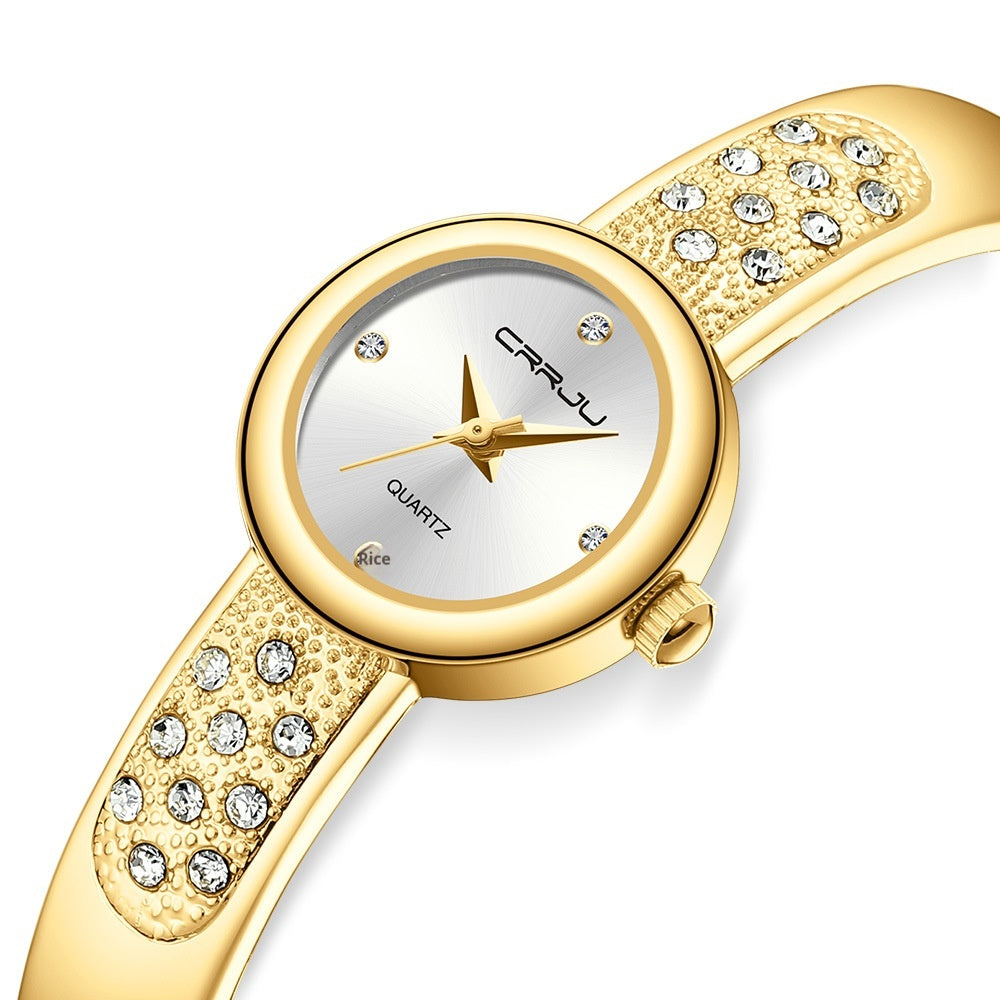 Women's Water Diamond Quartz Gold-Style Bracelet Watch