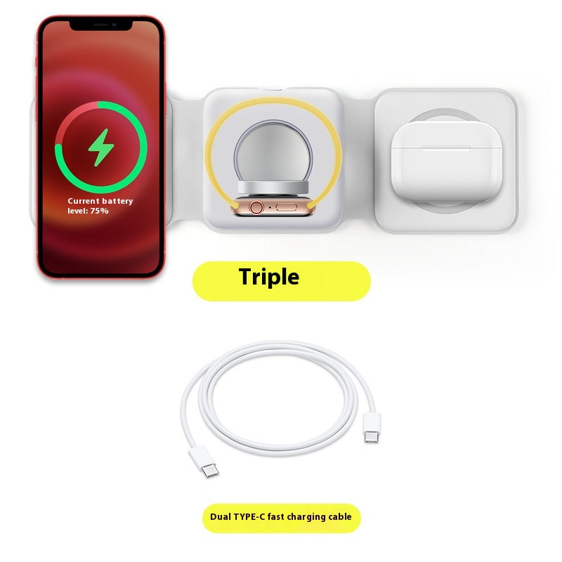 3 En 1 Support de téléphonie mobile pliant magnétique sans fil
