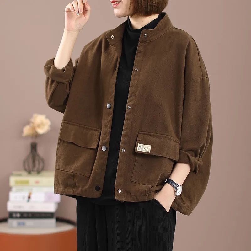Bouton-down Veste denim style travail pour veste casual dames