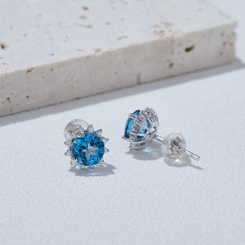 S925 Boucles d'oreilles Sterling Silver Starburst Sterling