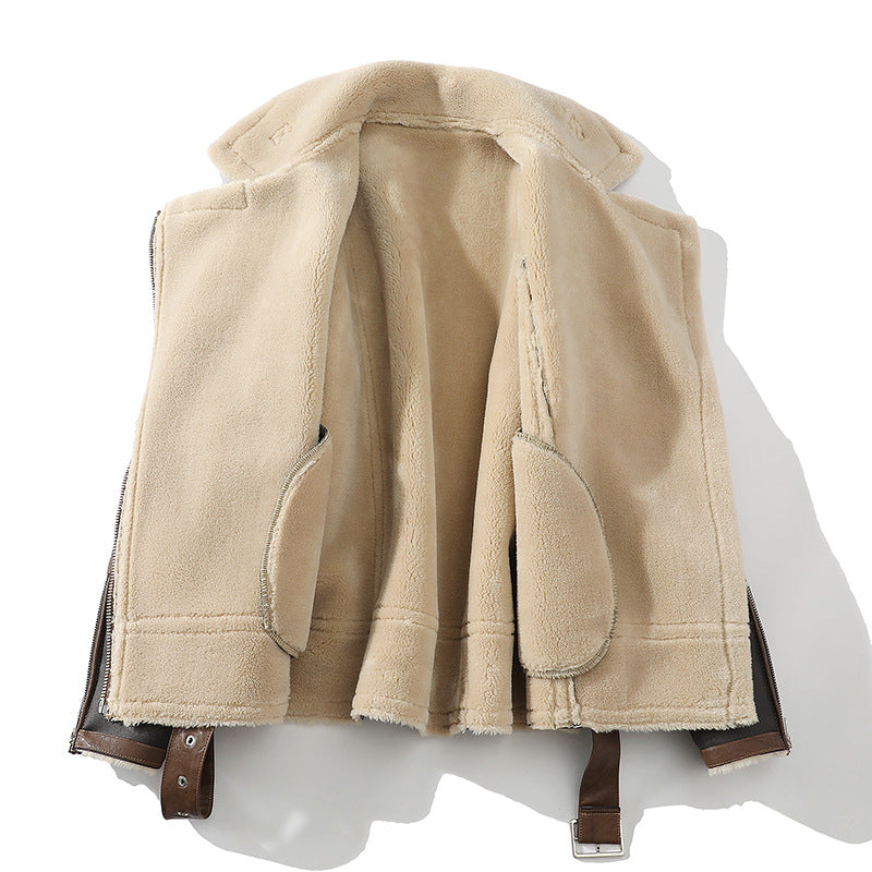 Plus Taille Casual Polo collier polaire veste épais en fourrure