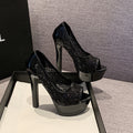 Dentelle Hollow-out Coréen Nightclub Peep-toe Pompes Meilleures ventes Talons hauts