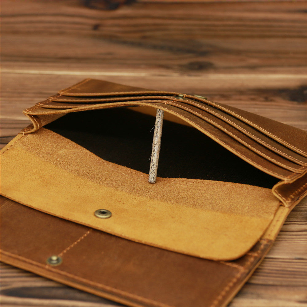 Sac à main retro en cuir de cheval fou pour homme