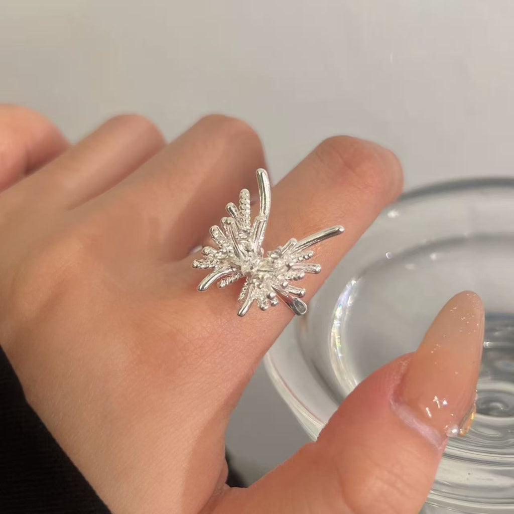 925 Argent Sterling Irrégulier Anneau Géométrique Femme Année Niche Design Sens Mode P