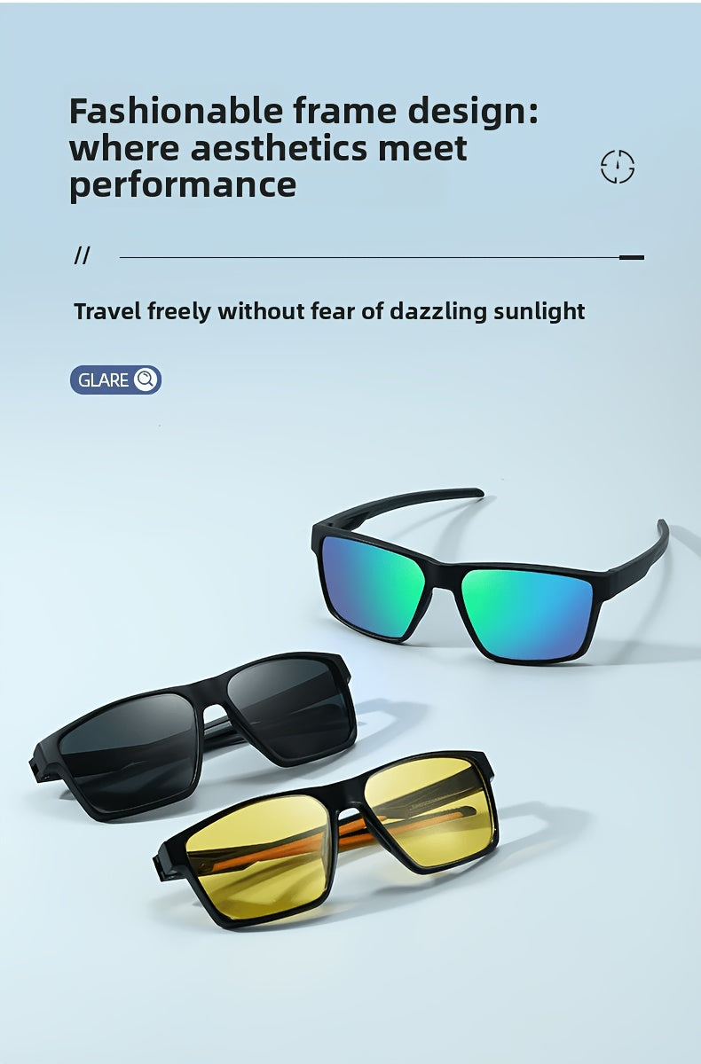 Lunettes de soleil de sport carrées de protection Uv400 pour hommes