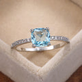 Anneau Zircon Royal Bleu carré pour femmes