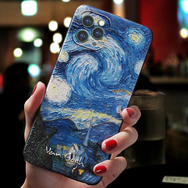 Van Gogh Starry Sky Téléphone portable Shell stéréoscopique
