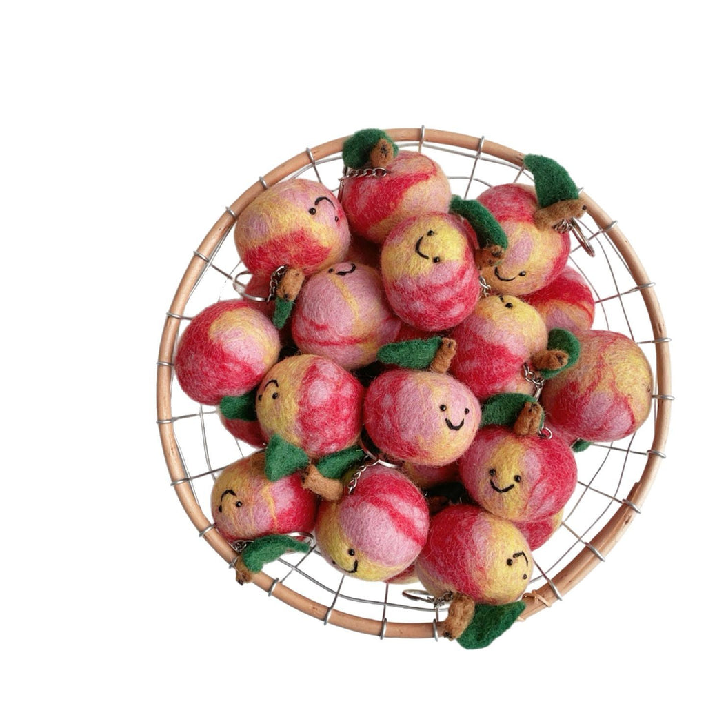 Nepal Laine fait main Felt Peach Fruit Porte-clés cadeau pendentif
