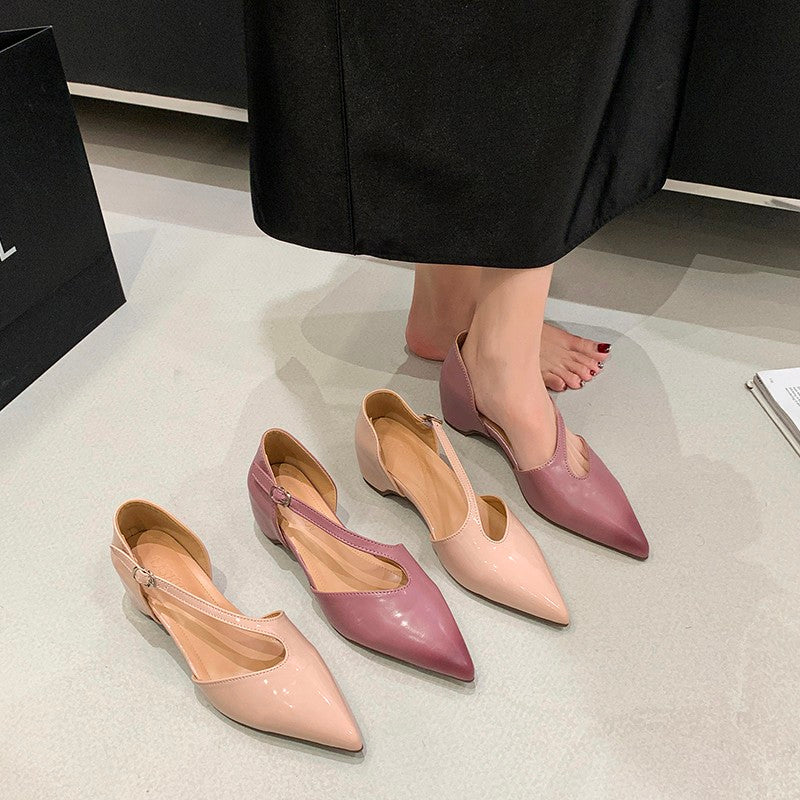 Femmes Pompes à talon à pointe pointe française à basse coupe