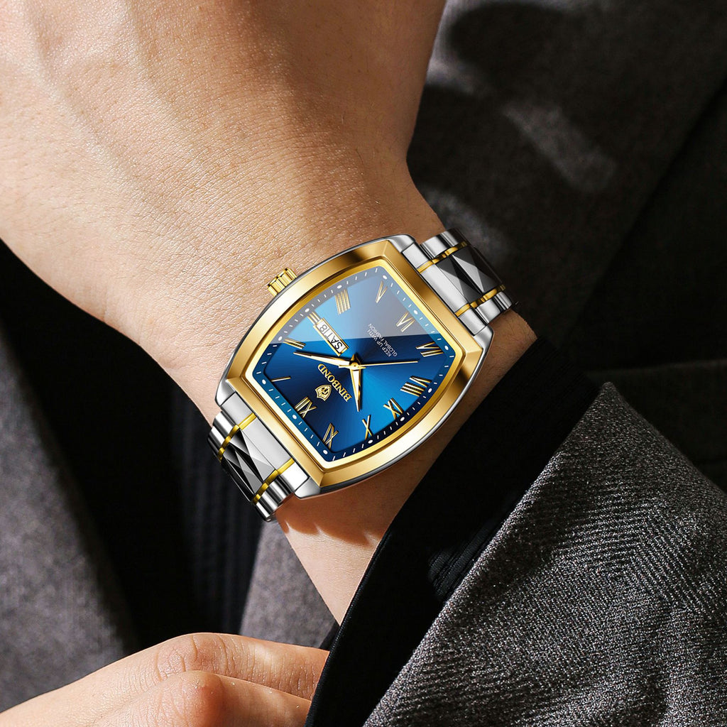 Dual Calendar pour hommes Montre à quartz lumineux